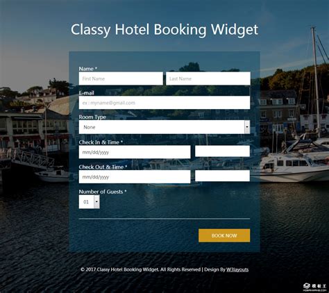 透明酒店预订表单响应式网页模板免费下载html - 模板王