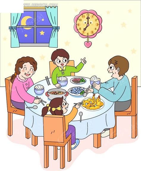 一家四口欢聚在一起吃晚饭AI素材免费下载_红动中国