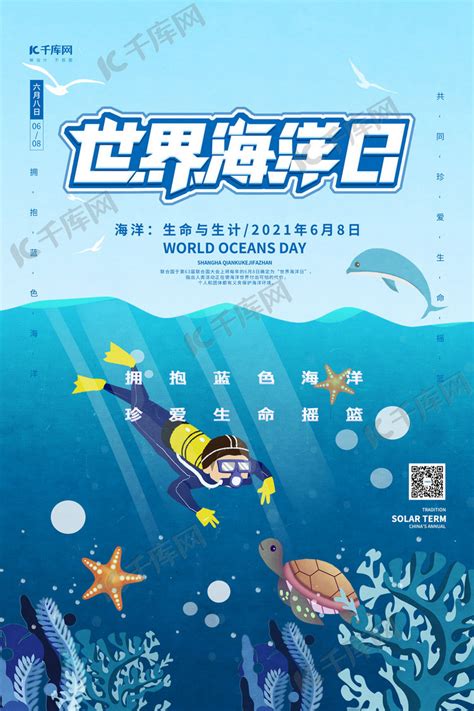 世界海洋日宣传海报海报模板下载-千库网