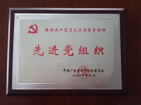 2005保持党员先进性教育活动先进党组织-广东星辰律师事务所