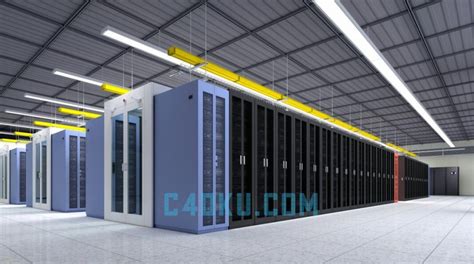 3DSMAX制作3D服务器大型规模工业商用超算机房3D资源下载-C4D库