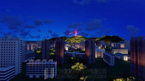 吕梁市龙山电视塔景观亮化设计-景观照明设计-广州氢氦照明设计有限公司