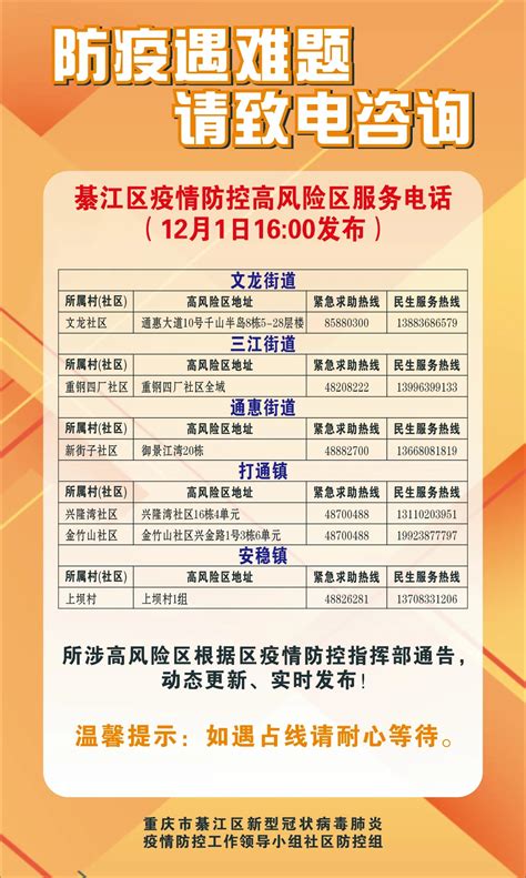 綦江区疫情防控高风险区服务热线（12月1日）_重庆市綦江区人民政府