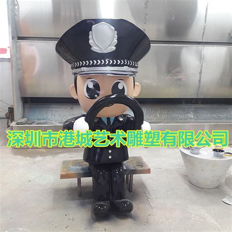 维护交通秩序装饰道具玻璃钢卡通警察雕塑像宣传摆件|纯艺术 ...