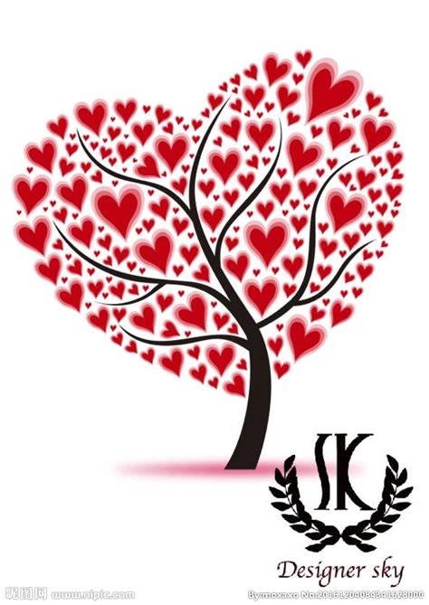 条纹背景上的爱情树矢量插图插画图片下载-正版图片300943992-摄图网