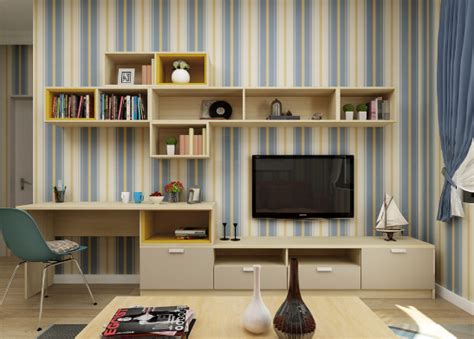 简约暖色客厅书架/书柜电视柜效果图-上海装潢网