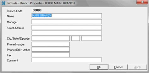 Latitude Help - Branch Codes