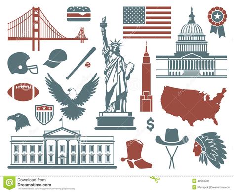 Symbols of the USA stock illustration. Illustration of football - 40963705