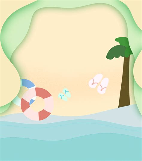 剪纸风丨校园幼儿园夏季防溺水安全教育 暑假海边旅游 夏天沙滩大海-样式模板素材-135编辑器