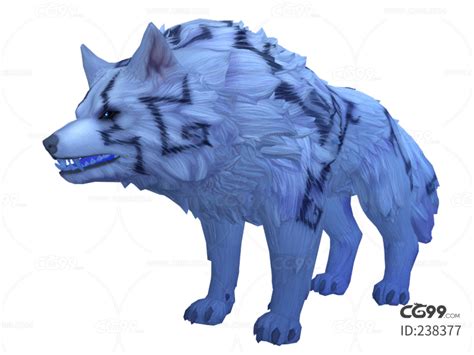 蓝色皮毛凶猛红眼睛战狼巨狼-cg模型免费下载-CG99