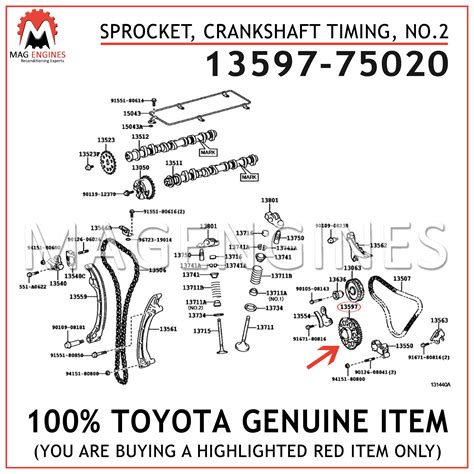 13597-75010 Genuine Toyota SPROCKET, CRANKSHAFT Timing