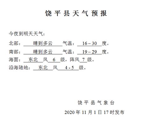 饶平县2020年11月2日天气预报 - 潮州市饶平县人民政府网站