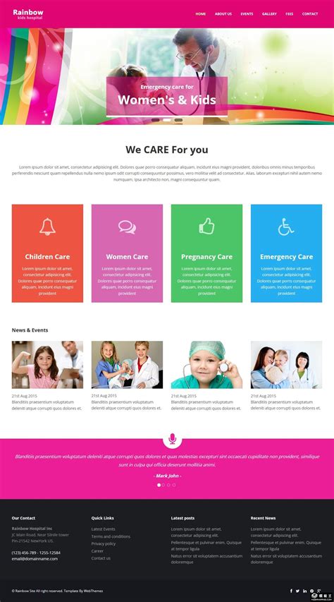 多彩儿童医院响应式网页模板免费下载html - 模板王