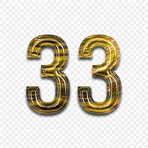 Number 33 PNG Transparent, Texture Font Style Golden Type Number 33 ...
