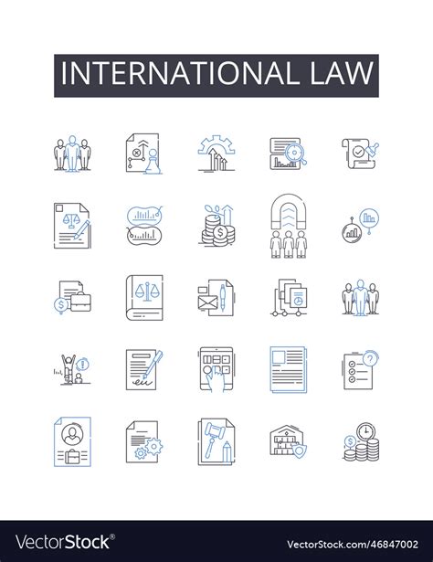 International law line icons collection Royalty Free Vector