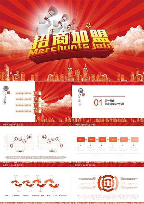中国风喜庆创意商业计划书招商加盟项目推介PPT模板_PPT鱼模板网