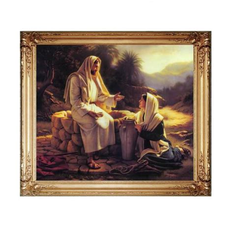 耶稣和撒玛利亚妇人 手绘油画 不带画框_手绘油画_家庭装饰_圣贸网 天主教基督用品商城