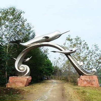 不锈钢圆形拱门，不锈钢公园雕塑-宏通雕塑
