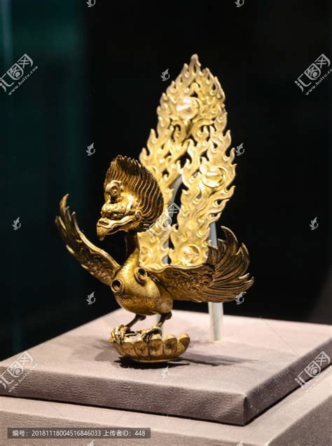 银鎏金镶珠金翅鸟,文物考古,文化艺术,摄影,汇图网www.huitu.com