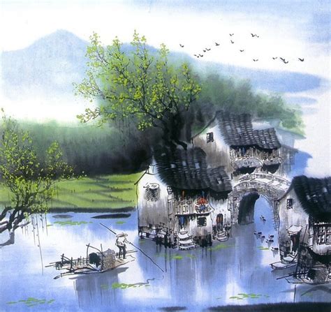 烟雨江南风景画 - 堆糖，美图壁纸兴趣社区
