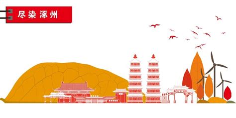 涿州市地标建筑剪影背景海报,海报设计,画册/宣传单/广告,设计模板,汇图网www.huitu.com