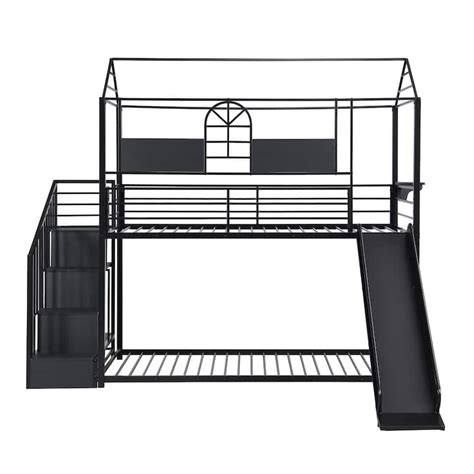 Metal House Bunk Bed with Slide & Stairs - Bed Bath & Beyond - 40208830