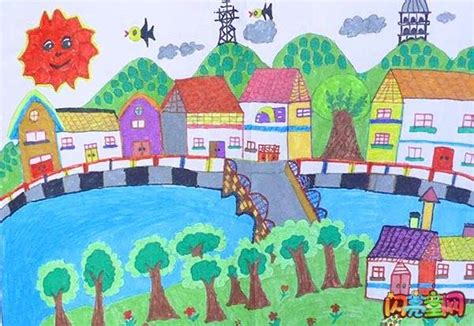 我眼中的家乡儿童画绘画作品欣赏