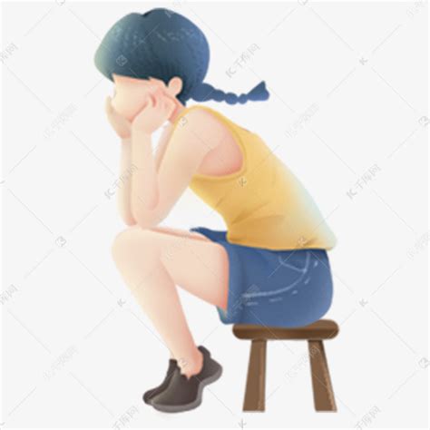 人物女孩站在凳子上素材图片免费下载-千库网