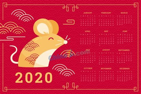 10套2020年鼠年日历年历矢量素材，AI源文件 - 矢量图 - 素材集市