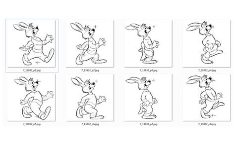 动漫卡通兔子走路动作分解图手稿学习资料_漫品狗_MG动画短片素材_flash源文件_动漫矢量图免费素材网