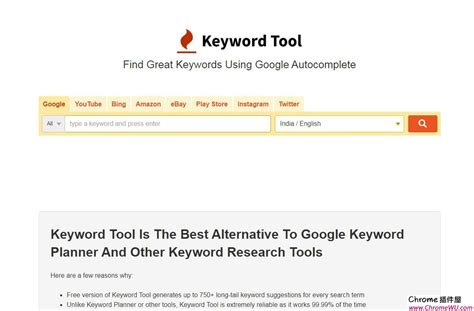 keywordtool:关键字查找工具 | Chrome插件屋