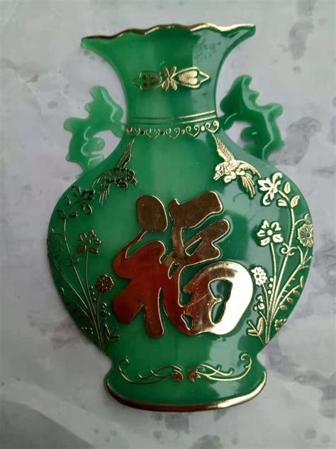 义乌厂家直销定制款高档年画中国结烫金花瓶 装饰仿玉塑料花瓶-阿里巴巴
