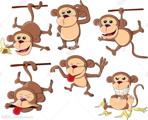 各种表情动作的猴子矢量图片(图片ID:1083293)_-陆地动物-生物世界-矢量素材_ 素材宝 scbao.com