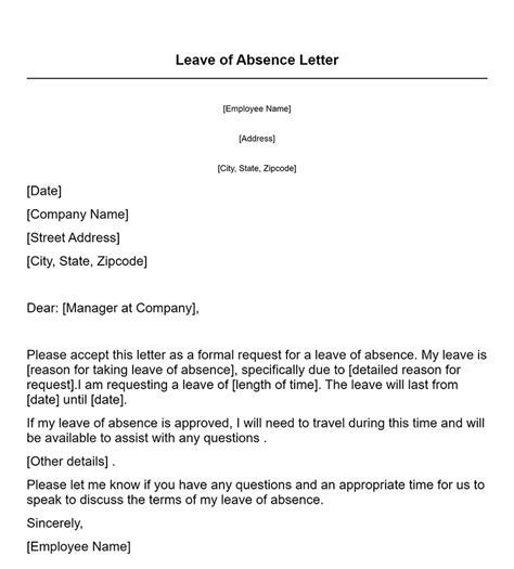 Absent Sample Letter Of Leave Of Absence From Work | Images and Photos ...