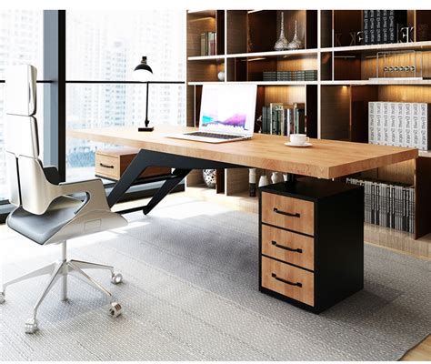 新中式办公室办公桌装修 – 设计本装修效果图