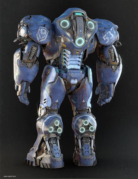 C4D FBX科幻机械机器人战甲战士兵武器动画绑定骨骼三维模型