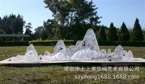 新中式现代创意雕塑透明树脂山形摆件样板房客厅酒店假山软装饰品-阿里巴巴