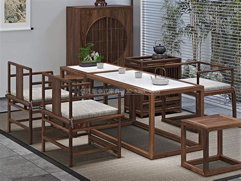 新中式茶室家具款式图片，新中式实木茶桌2020年最新款2_儒匠家具