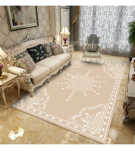 定制手工腈纶地毯卧室满铺现代简约床边毯北欧美式客厅沙发茶几垫-美间设计