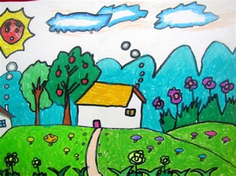 我眼中的家乡儿童画绘画作品欣赏