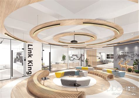 1300平方大型创意办公室装修设计案例效果图_岚禾办公空间设计