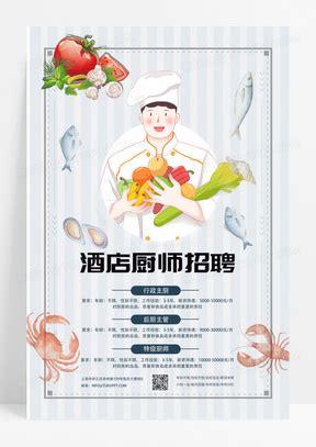 渐变创意卡通招聘厨师饭店招聘海报设计图片下载_psd格式素材_熊猫办公