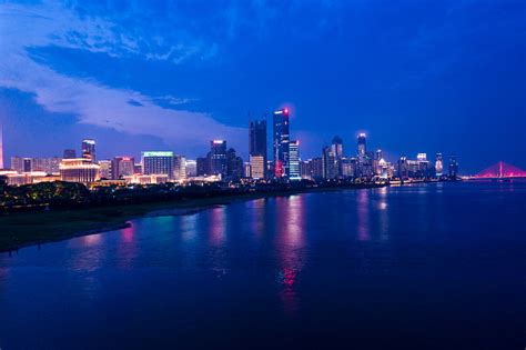 南昌夜景城市风光高清航拍摄影图片