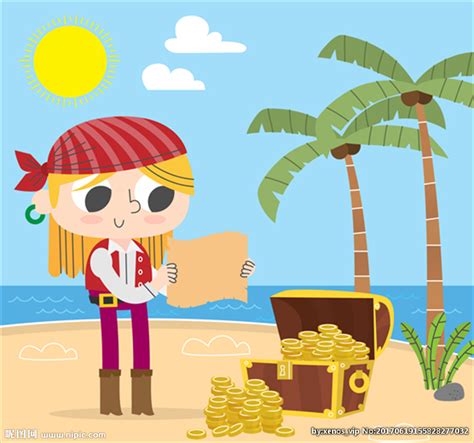 卡通寻找宝藏的女海盗设计图__广告设计_广告设计_设计图库_昵图网nipic.com