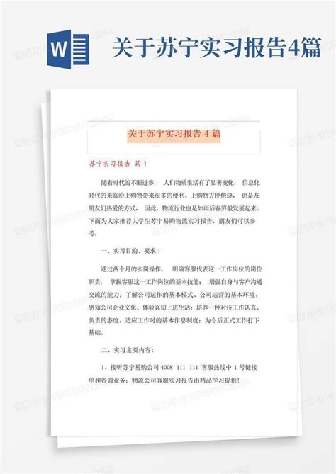 关于苏宁实习报告4篇Word模板下载_编号ldgkbypa_熊猫办公