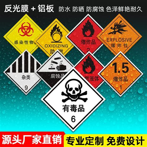 危险品标识牌 有毒有害腐蚀性易爆易燃液体警示牌定制 反光危险化学品安全标识牌