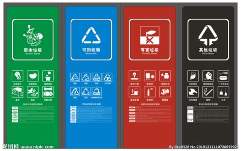 四色垃圾桶 垃圾分类设计图__广告设计_广告设计_设计图库_昵图网nipic.com