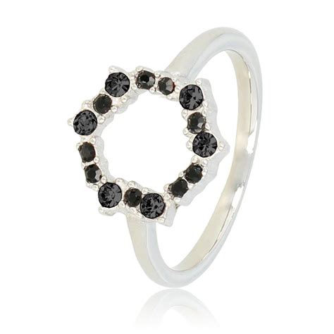 My bendel - unieke damesring met zwarte zirkonia stenen - ring met ...