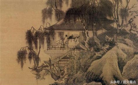 唐伯虎水墨山水画代表作品《落霞孤鹜图》赏析-中国山水画艺术网