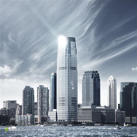 蓝天白云下的高楼大厦摄影图高清摄影大图-千库网